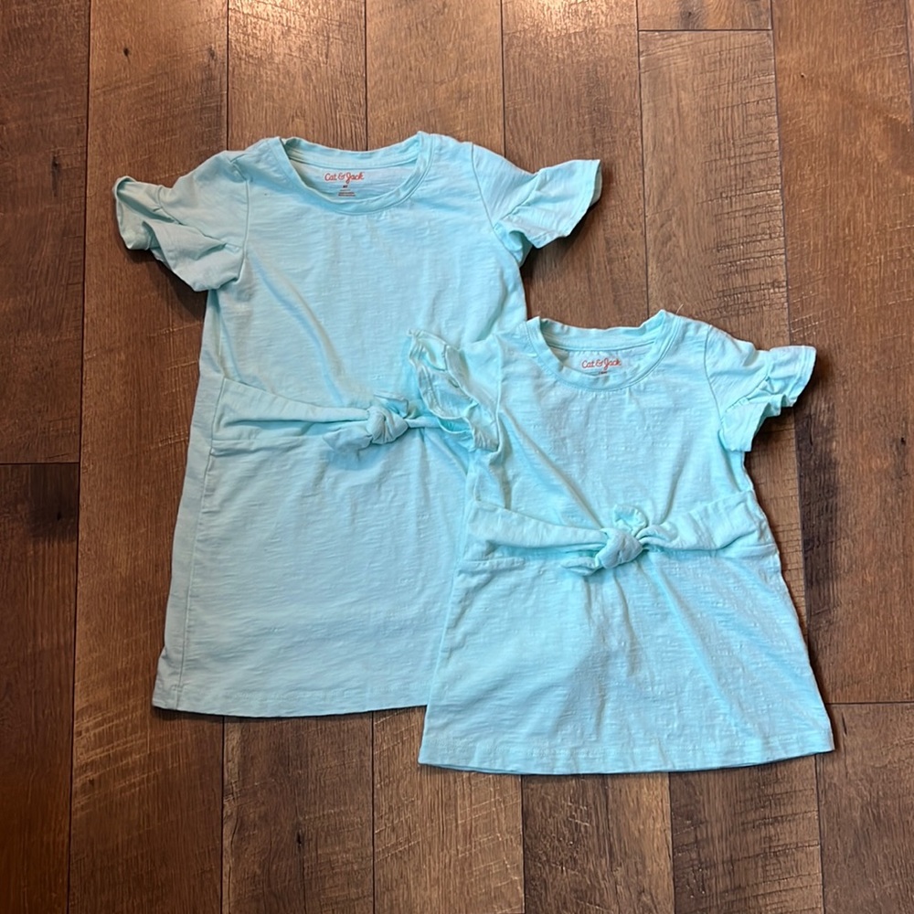 Cat & Jack Teal Cross Tie Cotton Dresses; Matching